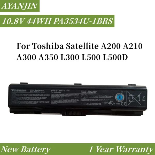 Batterien PA3534U1BRS 10,8 V 44WH Laptop -Batterie für Toshiba Satellite A200 A210 A300 A350 L300 L500 L500D PA3533U PA3534U PA3535U1BAs