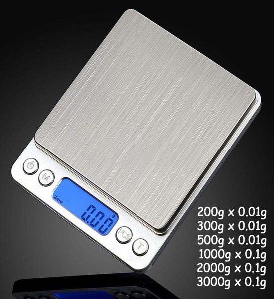 Gioielli digitali portatili Precision Pocket Scale di pesatura Mini Bilancio della cucina LCD Bilanci di peso 500G 001G 1000G 200G 3000G6015598