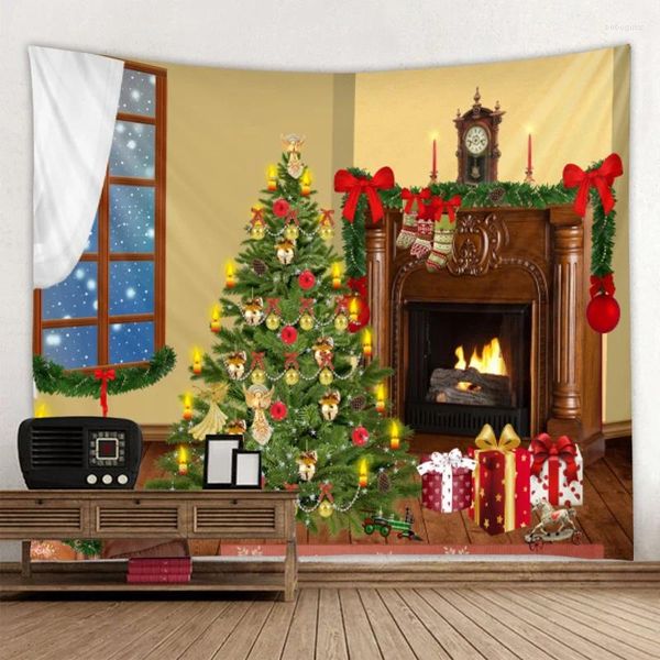 Tapestries Weihnachten Tapestry Strumpf Hintergrund Print Home Decor Big Decken Dekoration