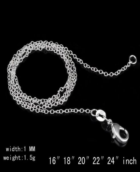 925 Colar de prata esterlina Rolo Quot O Collaces Chain Colares Jóias 1mm 16039039 24039039 925 Silver DIY Chai8947162