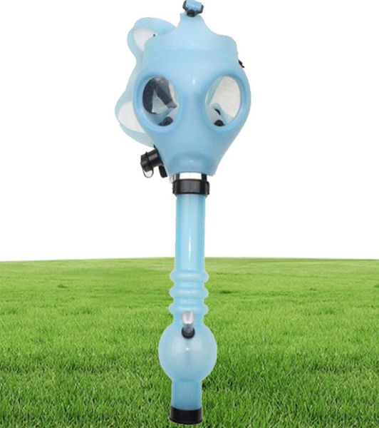 Gasmaske Bong beide leuchten im dunklen Wasser Shisha Acryl -Rauchpfeife Sillicon Shisha Tabakröhrchen Whole9130571