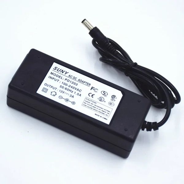 Nova fonte de alimentação de comutação 12V 3A 12V3A Adaptador de energia do carregador de lapto de 12v3a DC Fonte de alimentação regulada para carregador de laptop 12V3A para 12V 3A