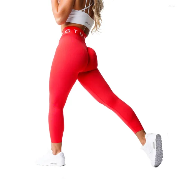 Calças ativas nvgtn sport sport sem costura perneiras para mulheres vermelhas na cintura alta ginástica yoga atlética spandex mole