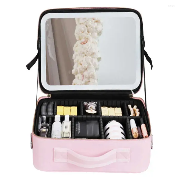 Cosmetic Bags Smart LED Case mit Mirror Travel Make -up tragbarer Kapazität Fashion einfach lässig für Wochenendurlaub