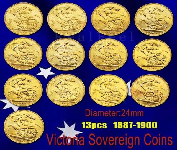 Великобритания Victoria Sovereign Coins 13pcs Различные годы Smal Gold Coin Collectible7037145