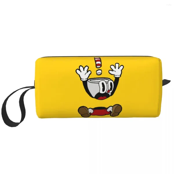 Косметические сумки Game Cartoon Cuphead Mugman Travel Bag Women Toolations Makeup Makeup Makeup Lady Beauty Storage Dopp Kit Box