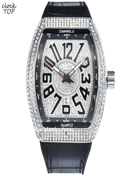 Avanadores de pulso Casal assistindo homens de luxo Mulheres grandes números de diamante números de diamante masculino Minimalista Relógio Iced Case Wristwatch L8226284