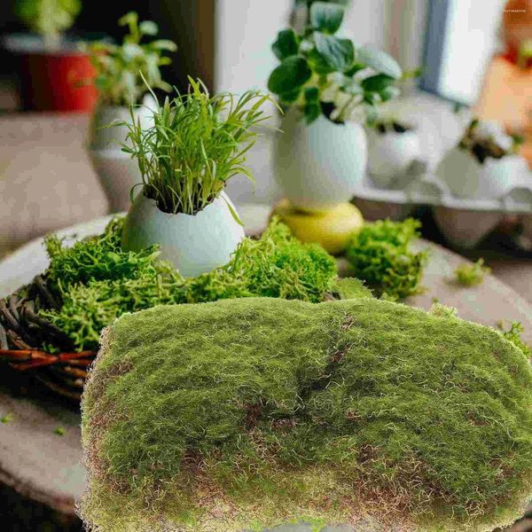 Dekoratif Çiçekler Yapay Çim Simüle Moss Blok Mikro Sahne Bitkileri El Sanatları için Kapalı Yeşil Plastik Çim