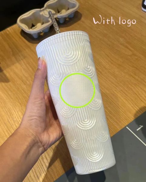 24h Ship Mermaid tazza da 710 ml di paglia di plastica riutilizzabile con tazza di caffè a doppio strato logo Diamond Durian Cup 0413