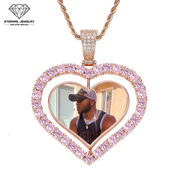 Fine personalizado Hip Hop Sier 9k 10k 14k ouro puro amarelo amarelo moissanita diamante geme photo moldure pingente pingente de pingente