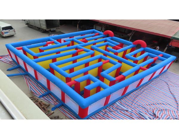 Tragbare Outdoor Outdoor Adult Kids Kids Blasable Maze9x9m Riesen aufblasbar puzzel labyrinth Carnival Game Field 4115173