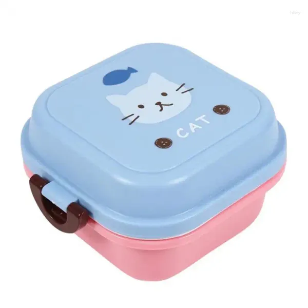 Mini Bento Caixa de Bento para crianças Almoço de animal fofo Double-camada de camada redonda Snack para infantil lancheira portátil de microondas