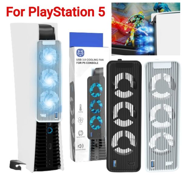 PS5 Konsol Fanları Harici Ana Bilgisayar Soğutma Fanı LED Işık Soğutma Sistemi Playstation 5 Discdigital Edition için Sessiz Soğutucu Fan