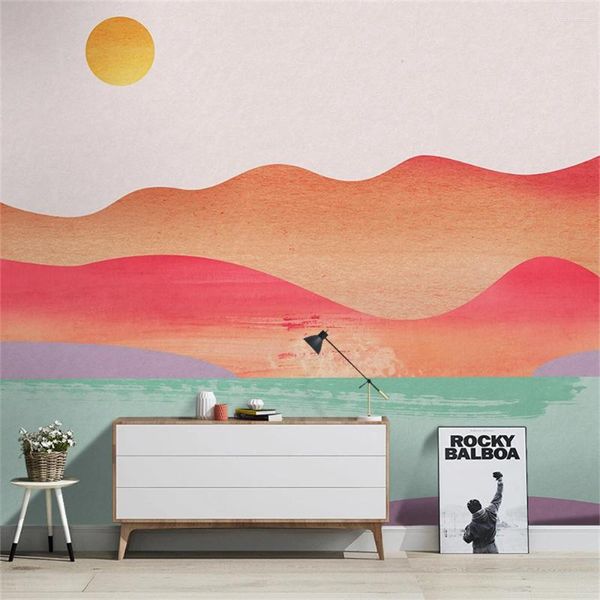 Papéis de parede Papéis de parede personalizados paisagem artística nórdica Mural Papel de parede Pow Wall Paper Office Papel de Parede 3D Adesivos interiores