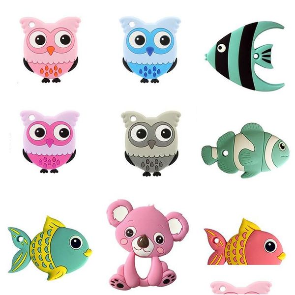 SOOTHER TETHETER FEST FISH ORSO CONBBIT Gufo Koala Mouse Car Panda Food Sile Toddler Animal Baby Molar Training C4518 Delivery Delivery K Otxlp