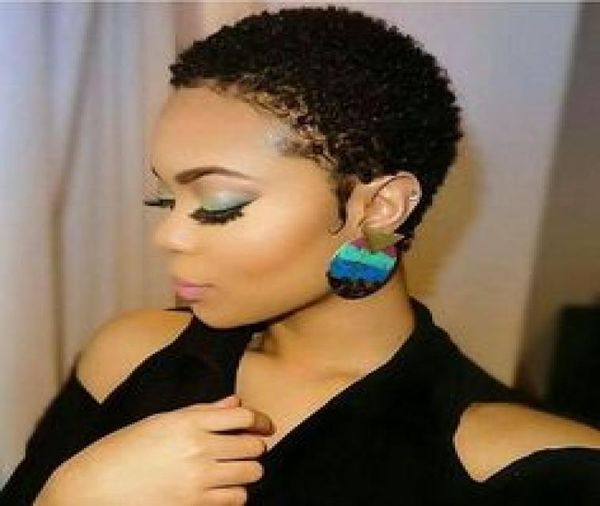 Brasilianische menschliche Haare Kurzer Afro Kinky Curly Pixie Schnitt Curl Perücke Kurzwellige Humanhair -Maschine Dichte Keine Spitzenperücken für schwarze WO2479331