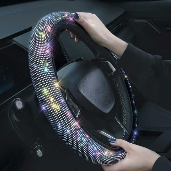 Nuovo coperchio del volante di strass di strass da 15 pollici Diamond PU COPERCHIO DI AUTO AUTORIO AUTO AUTORI AUTRAMENTI 2969977