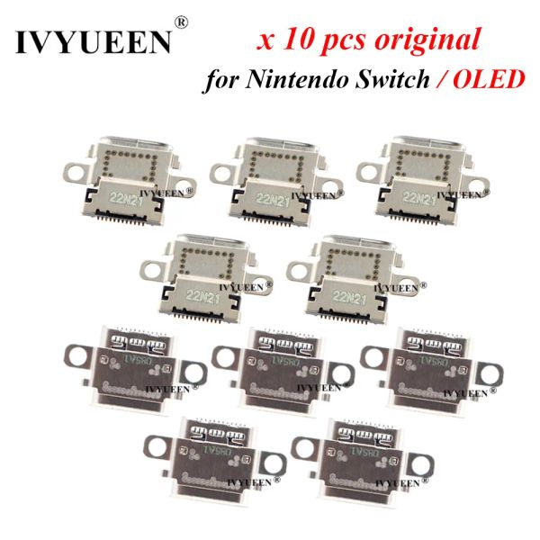 Accessori Ivyueen 10 pezzi Porta di ricarica originale Sostituzione Typec Connettore USB per Nintendo Switch / OLED Console Repair Parts