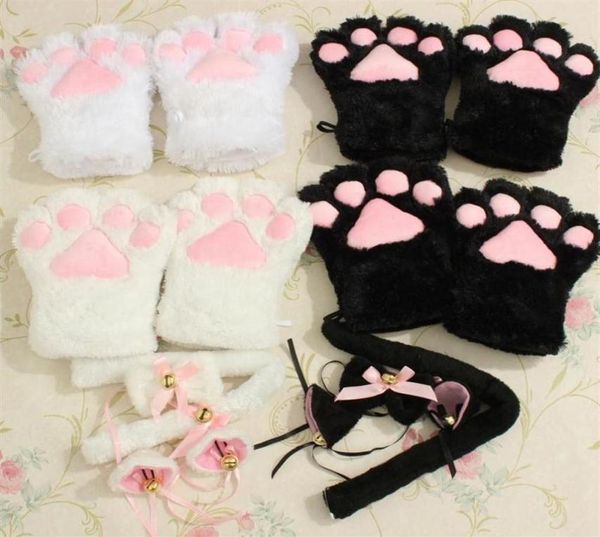 Niedliche Neko Katze Mädchen süßes Kätzchen Katze Maid Rollenspiel Anime Katze Ohren Handschuhe Set Plüsch Pfoten Ohr Binde Party Haardekoration 2 C190216844000