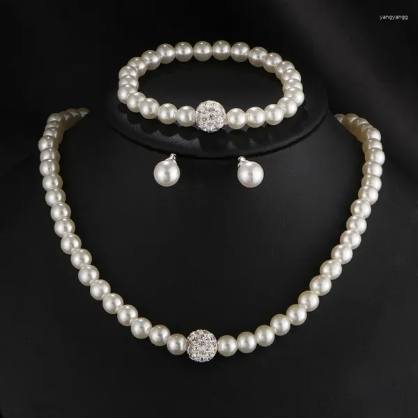 Orecchini di collana set di gioielli da sposa alla moda per decorazione per orecchini per bracciale perle perle di rino
