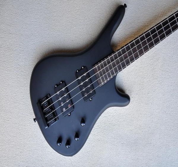 Factory Custom 4 Strings Matte Black Electric Bass Guitar com Rosewood Fingboardboardblack Hardwaresoffer personalizado20994