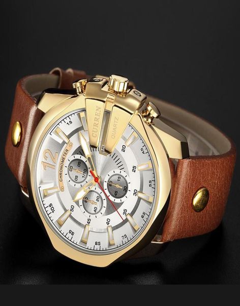 Relógios de pulso Curren Men Top Moda Casual Sports Watches Modern Design Quartz Wrist Watch Watch Leather Strap Male Male