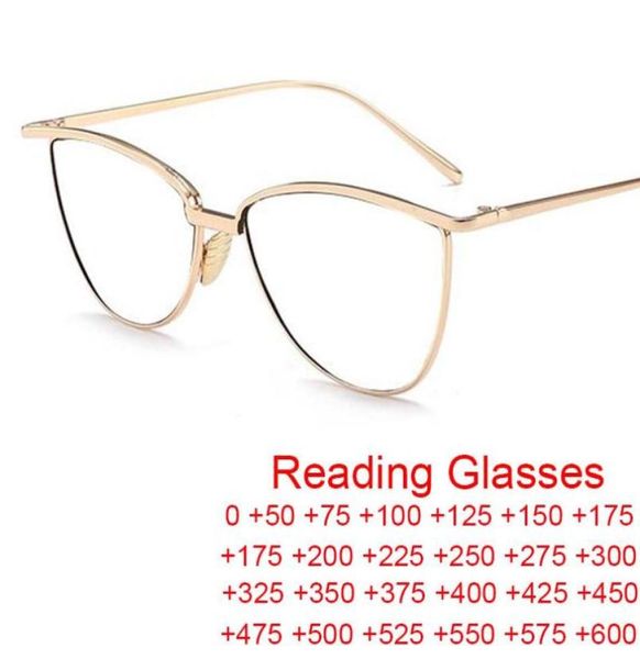 Óculos de sol exclusivos óculos presbiopia GRONGENCIAMENTE 0 60 DIOPTER Vintage Design Anti -Blue Light Reading Glasses Metal Cat E1746765