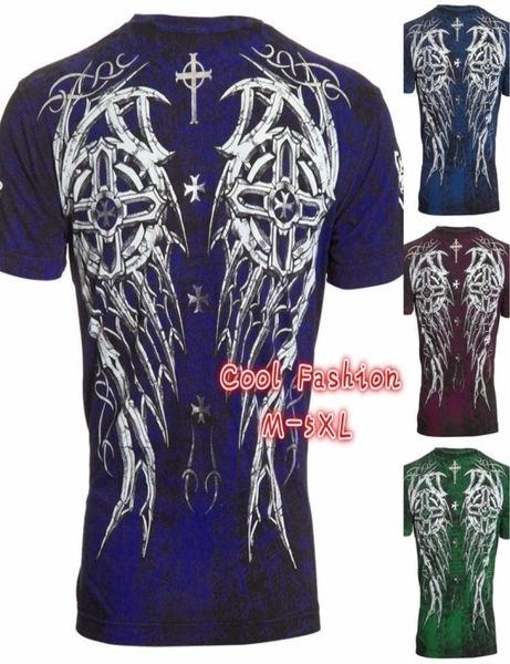 Gothic Fashion Archaic Affliction Cool Skull Print Plus Size Men T -Shirt Tattoo Biker M5XL7762433