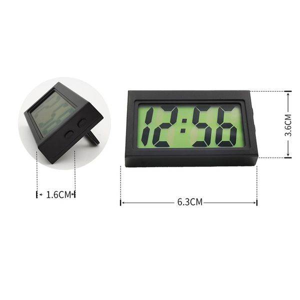 Auto Dashboard Digitaluhr - Fahrzeugkleberuhr mit Jumbo LCD Time Day Display - Mini -Automobilstift auf Wache für Auto