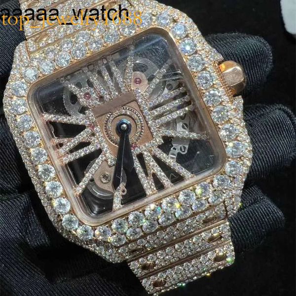 3 Carters Diamonds Relógio Estilos de esqueleto VVs Moissanite Wristwatch Pass Test ETA Sapphire Gold Gold Automático Icego Relógios Cy