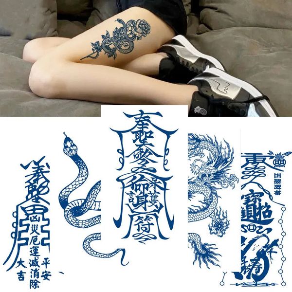 Juice Ink Tattoos Körperkunst dauerhafte wasserdichte temporäre Tattoo Aufkleber Scorpion Schlange Tatoo Arm gefälschte Sonne Tatto Männer Männer 240408