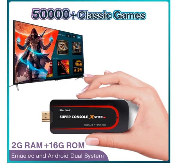 Gamepads Superkonsole X Stick Videospiel Player WiFi 4K HD PS1 PSP N64 50000 Retro Games Double Player Mini TV Gaming Console Box