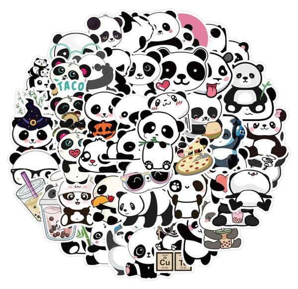 50 PCs Misture desenho animado Panda Graffiti Skateboard adesivos para laptop para laptop Capacete de bicicleta Bicicleta Motocicleta PS4 Guitar P6446804