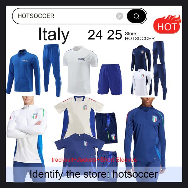 2024-2025 Itália Tracksuit+jaquetas+mangas curtas Jersey maglia 24 25 italia italie futebol de terno de treinamento sobre sobrevivência Camiseta Soccer Chandal Kit Football