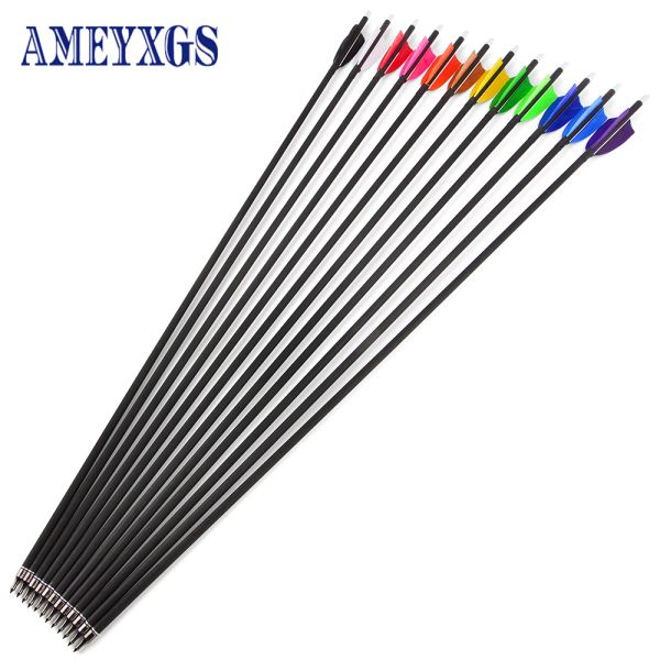 Ok 6/12pcs Yay okları 3 inç 500 Omurga Türkiye Tüy Mix Karbon Ok 7.8mm ID 6.2mm Yay Okçuluk Atış Spor