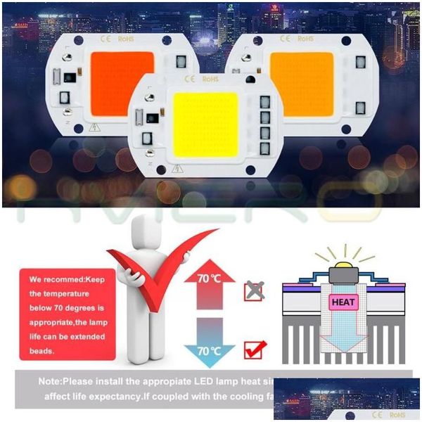 LED BULS BBS 110V220V COB Lâmpada 10W 20W 30W 50W BB IP65 High Power Smart IC IC DIY Inundações Spotlight Highlight Outdoor Illumination Chip Drop D Dhums