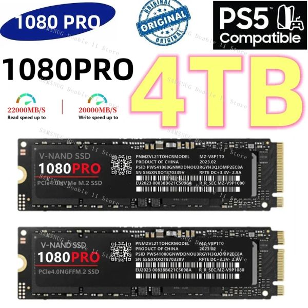 Вставки 1080pro 4TB 2TB 1TB Оригинальный бренд SSD M2 2280 PCIE 4.0 NVME Читать 22000 МБ/с твердый жесткий диск для игровой консоли/ноутбука/ПК/PS5