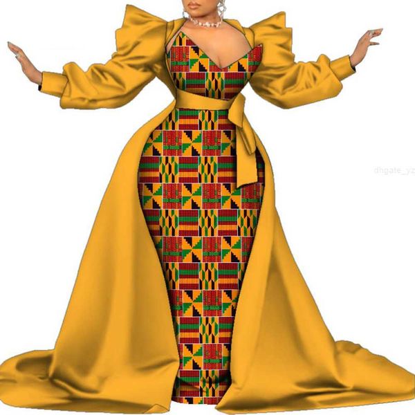 Bintarealwax Plus Size Clothing для женщин Dashiki Sexy African Print Skirt Set vestidos езда на пол Ankara Clothing WY9115