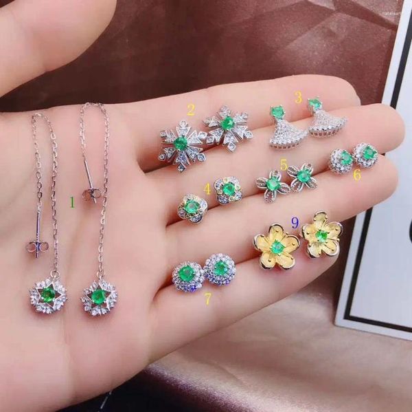 Gestüt Ohrringe, die grüne Emerald verdienen, für Frauen echt 925 Silberschmuck Runde natürliche Edelstein Mädchenjahr Geschenk