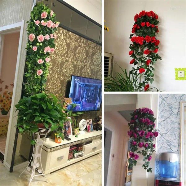 Fiori decorativi muro sospeso materiali durevoli bellissimi decorazioni natalizie simulazione di rose design a vita elegante