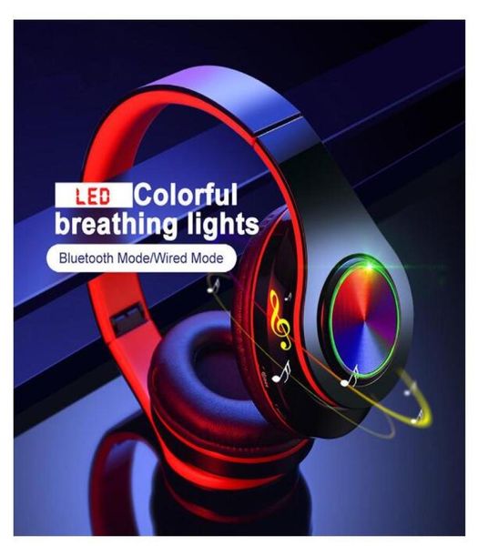 Stendi DHL B39 auricolari Wireless Bluetooth Cuffie Bluetooth LED Luci di respirazione colorate Affiolese pieghevole Canda stereo con microfono MIC SUP9709702