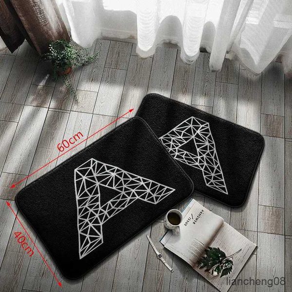 Tapetes de banho preto emormato geométrico branco 40*60cm Sala de estar macio tapete interno de tapete pequeno banheiro anti-deslizamento tapete de piso absorvente