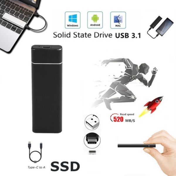 Drive Dispositivo di archiviazione del disco rigido per azionamento a stato solido SSD esterno Typec per laptop per PC 8g/16G/32G/64G/128G/256G