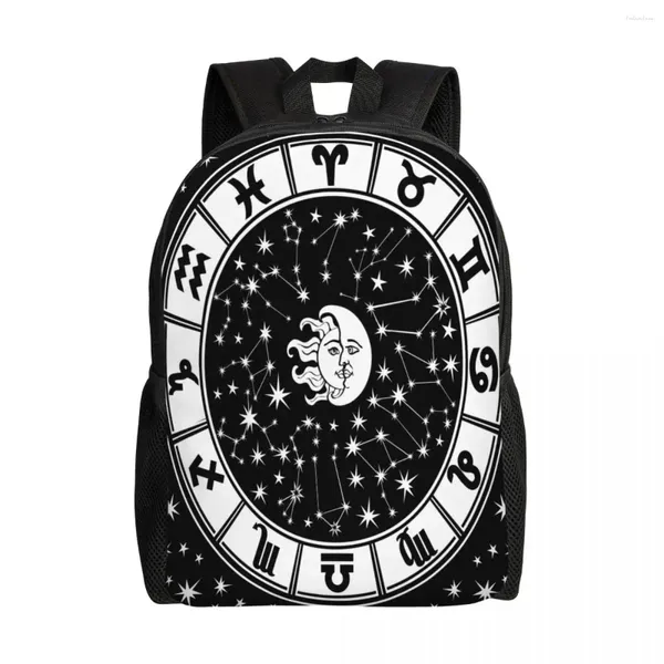 Backpack Horoscope Circle Black and White Zodiac Sign 15 Pinch Laptop Casual School Travel