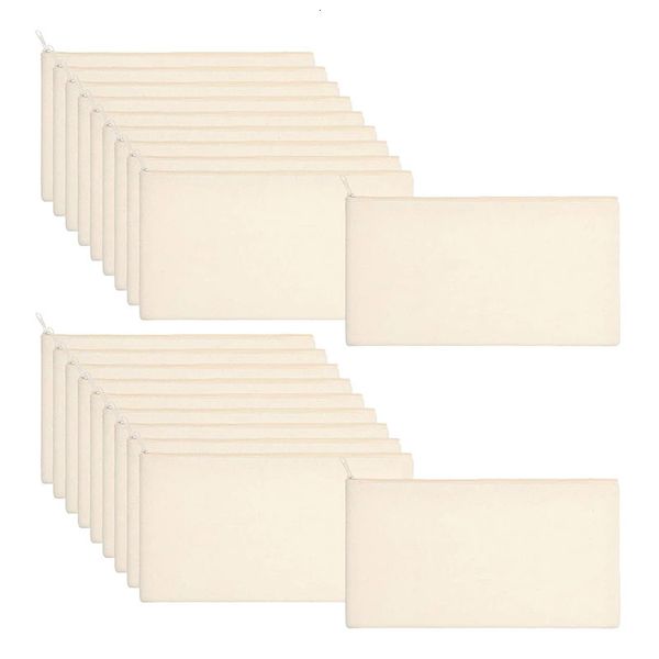 40 PCs Canvas lápis Bolsa de zíper para maquiagem em branco Craft Diy Higiene multifuncional armazenamento estacionário 240329