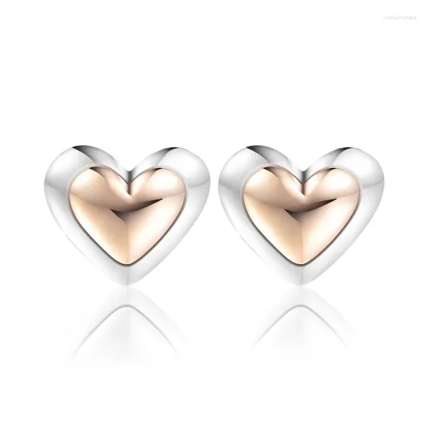 Gestüt Ohrringe Mode Golden Heart 2024 Trend Silber 925 Schmuck für Frauen Muttertagsgeschenk