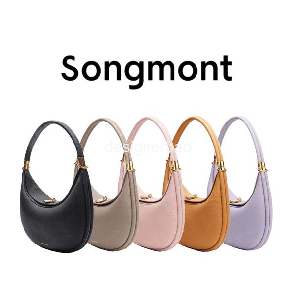 Bolsa de grife de designer Half Moon Crescent Songmont for Womens Luxury Bolsa Mens Cross Body Strap Sacts Totes Totes Pink Carteira Calfs