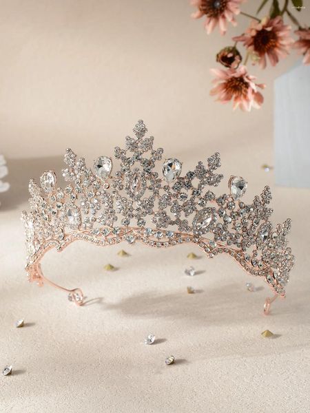 Hair Clips Womens Sweet Flower Glass Rhinestone Crown Party Wedding Headwear