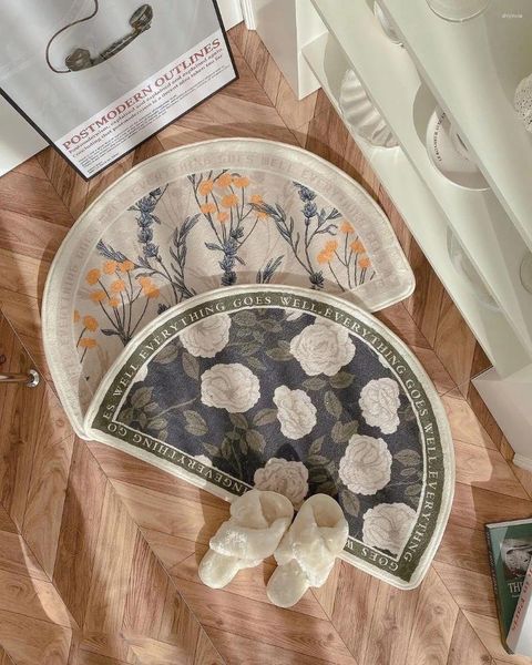 Tappeti Semicerchio floreale Stile semplice stile non slittata moderna casa bagno tappetino da cucina pad passia della camera da letto ingresso
