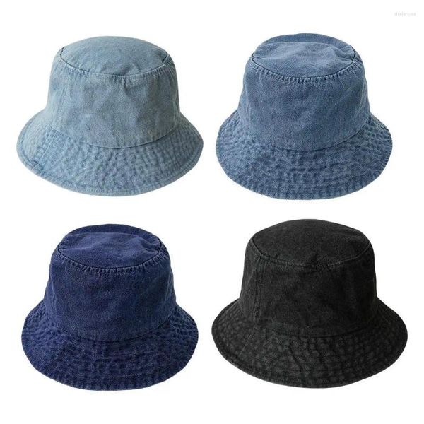 Berets Outdoor Wide Brim Sunhat Women Summer Sun Scipor вымытая ковбойская панама рыбацкая кепки Unisex Retro Anti-UV Buck Bucket Hats